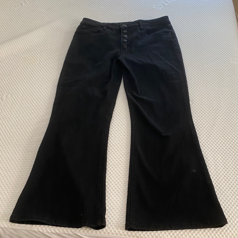 Black Flared Button Fly Women's Jeans